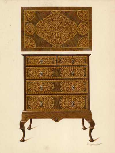 Chest of Drawers Inlaid with Marqueterie by Shirley Charles Llewellyn Slocombe